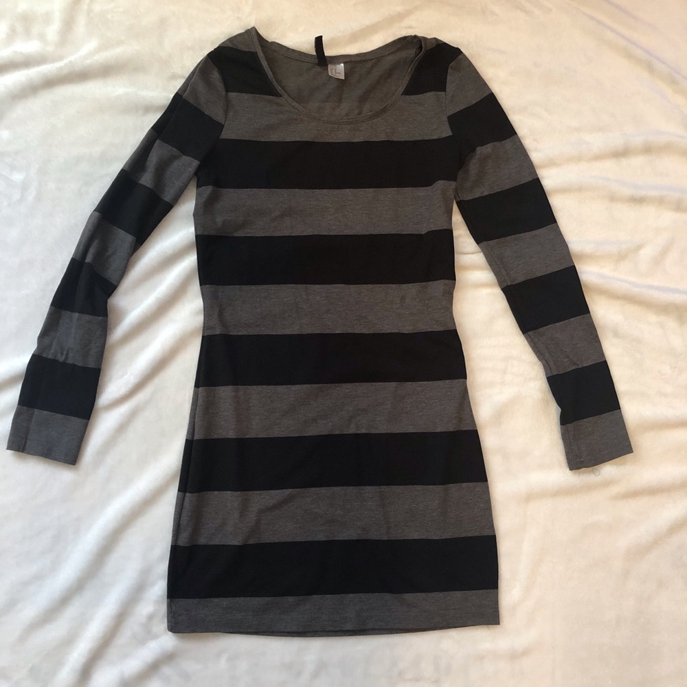 Black and Gray strip dress